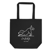 EXHALE INHALE Bio-Tote Bag Schwarz – Yoga Labrador