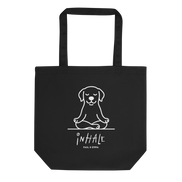 EXHALE INHALE Bio-Tote Bag Schwarz – Yoga Labrador