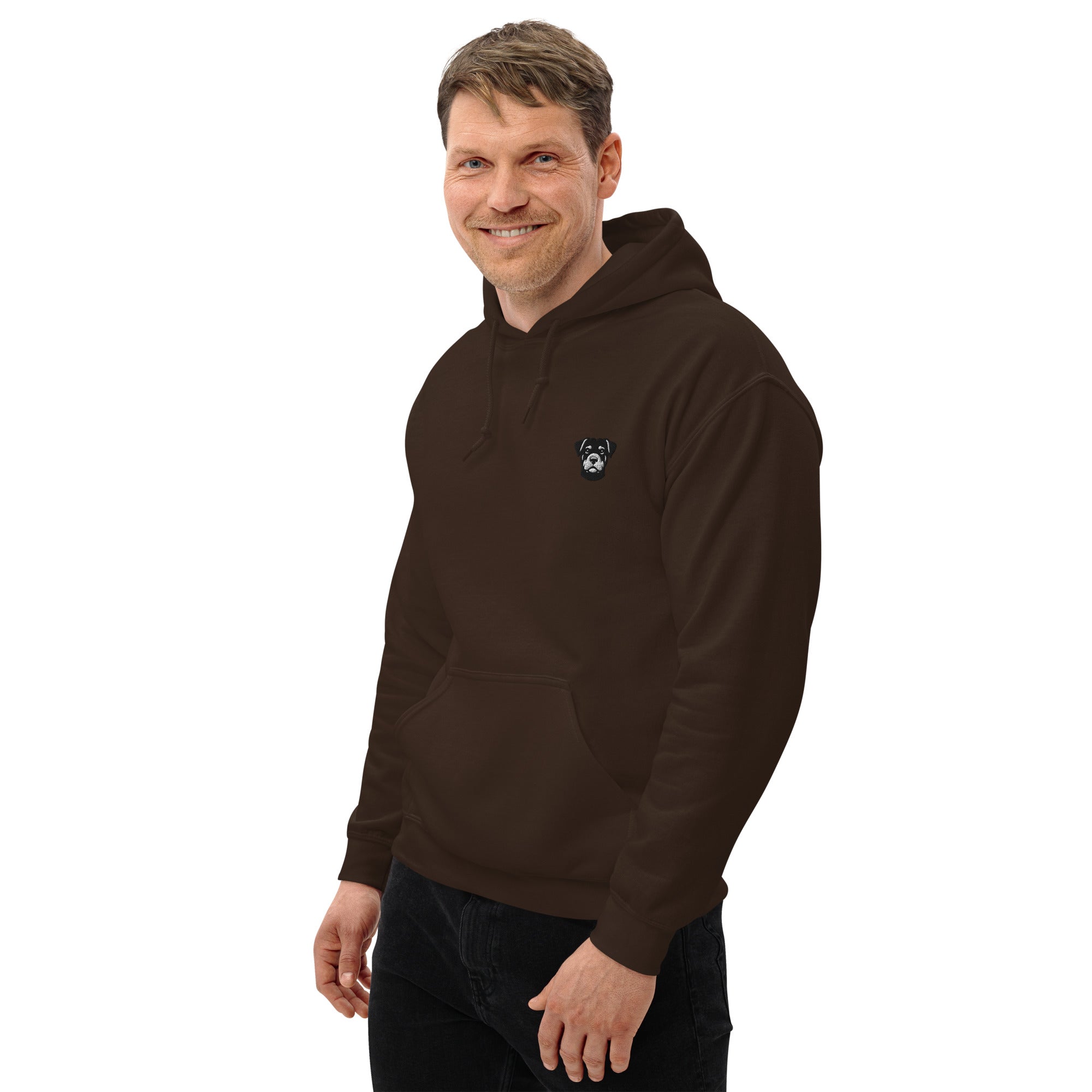 Hoodie mit Rottweiler-Design vorne und Paul Emma Logo auf der Schulter - Breed Kollektion Kapuzenpullover
